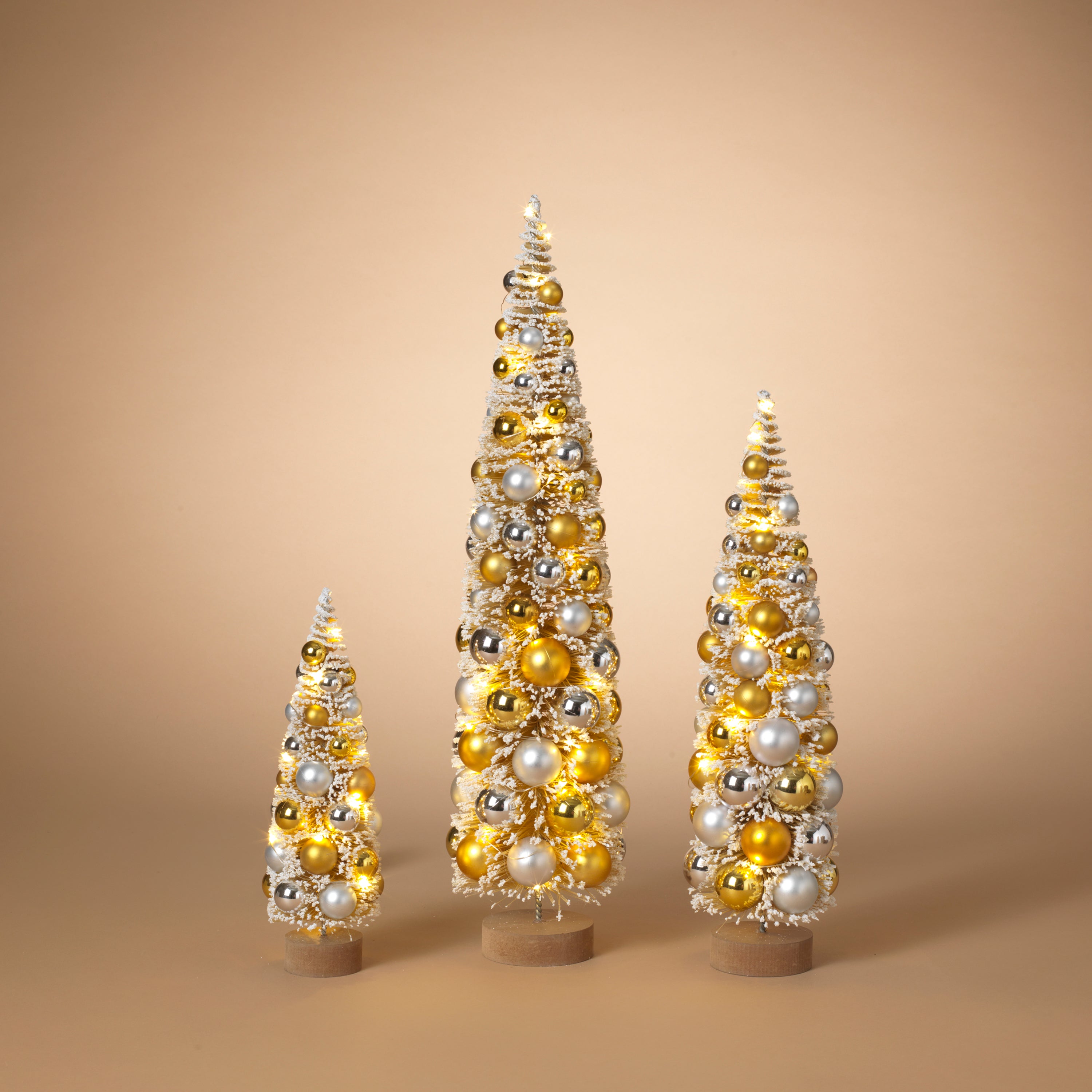 Lighted Battery Operated Lighted Holiday Bottle Brush Trees with Ornaments Lg – Holiday Display Tree